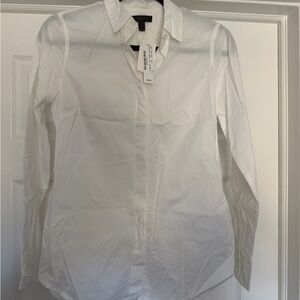 J. Crew Women's White Long-Sleeve Dress Shirt